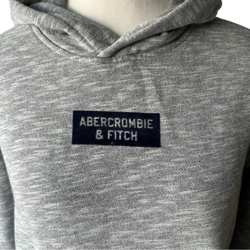 Abercrombie Heather Grey Graphic Logo Hoodie | Kids Size 15/16 (fits Adult XS) - Picture 2 of 7